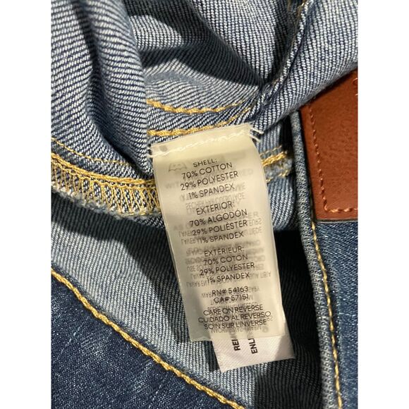 Calvin Klein Women’s Cropped Denim Jacket Blue Stretch Jean Size L - Picture 9 of 10